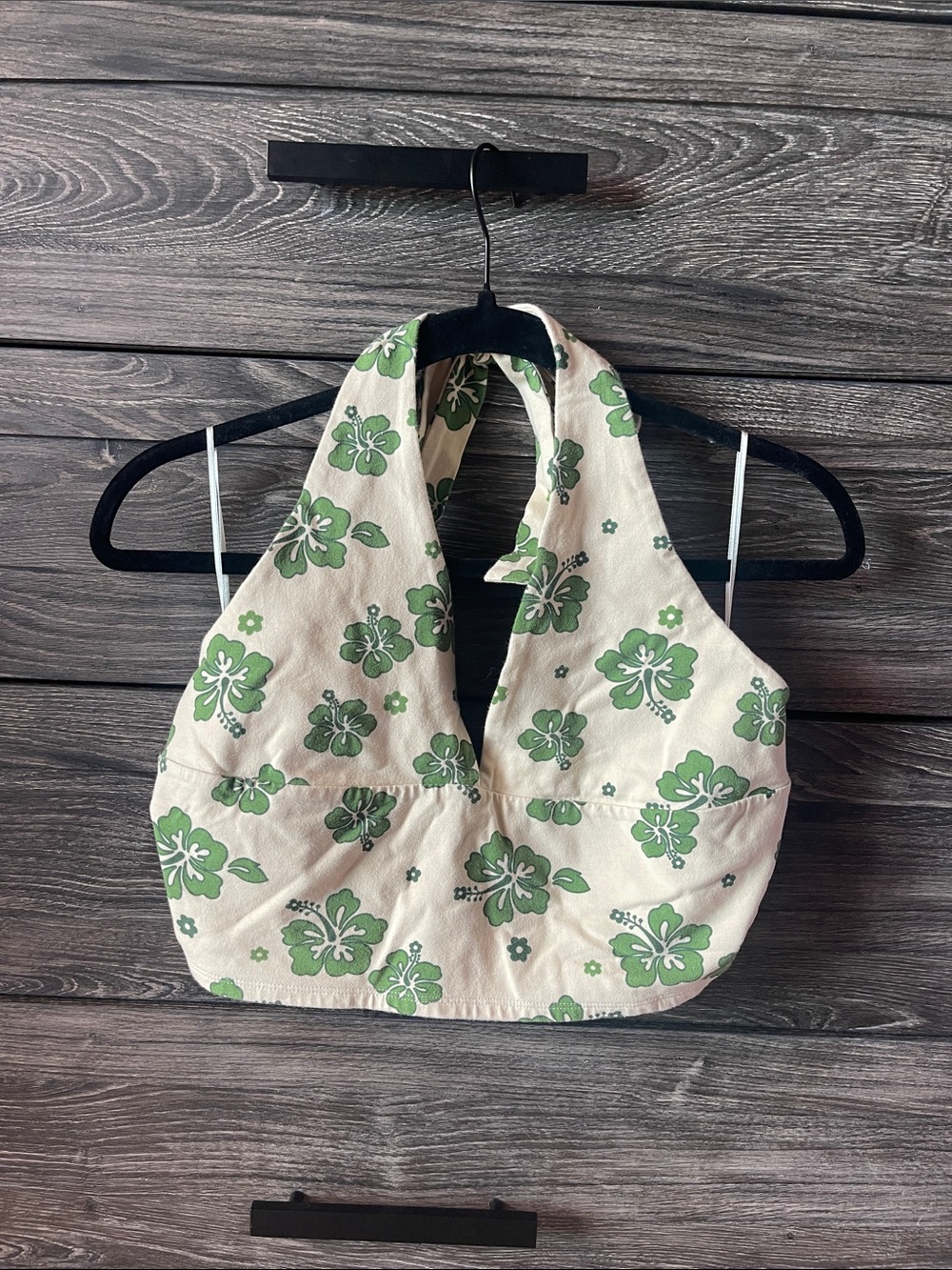 Garage Green Floral Halter Crop Top